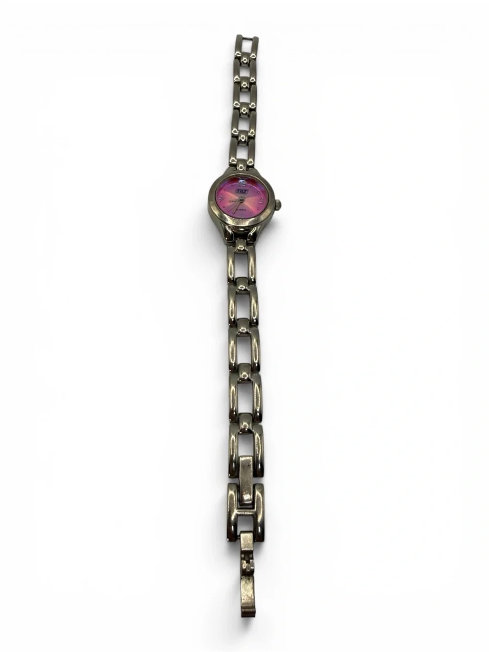 TILT Women's Silver Link Watch with Pink Dial